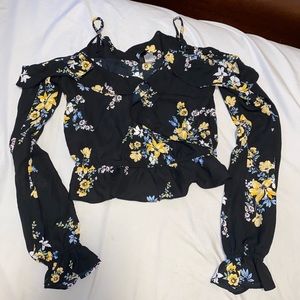 H&M floral off the shoulder ruffle top